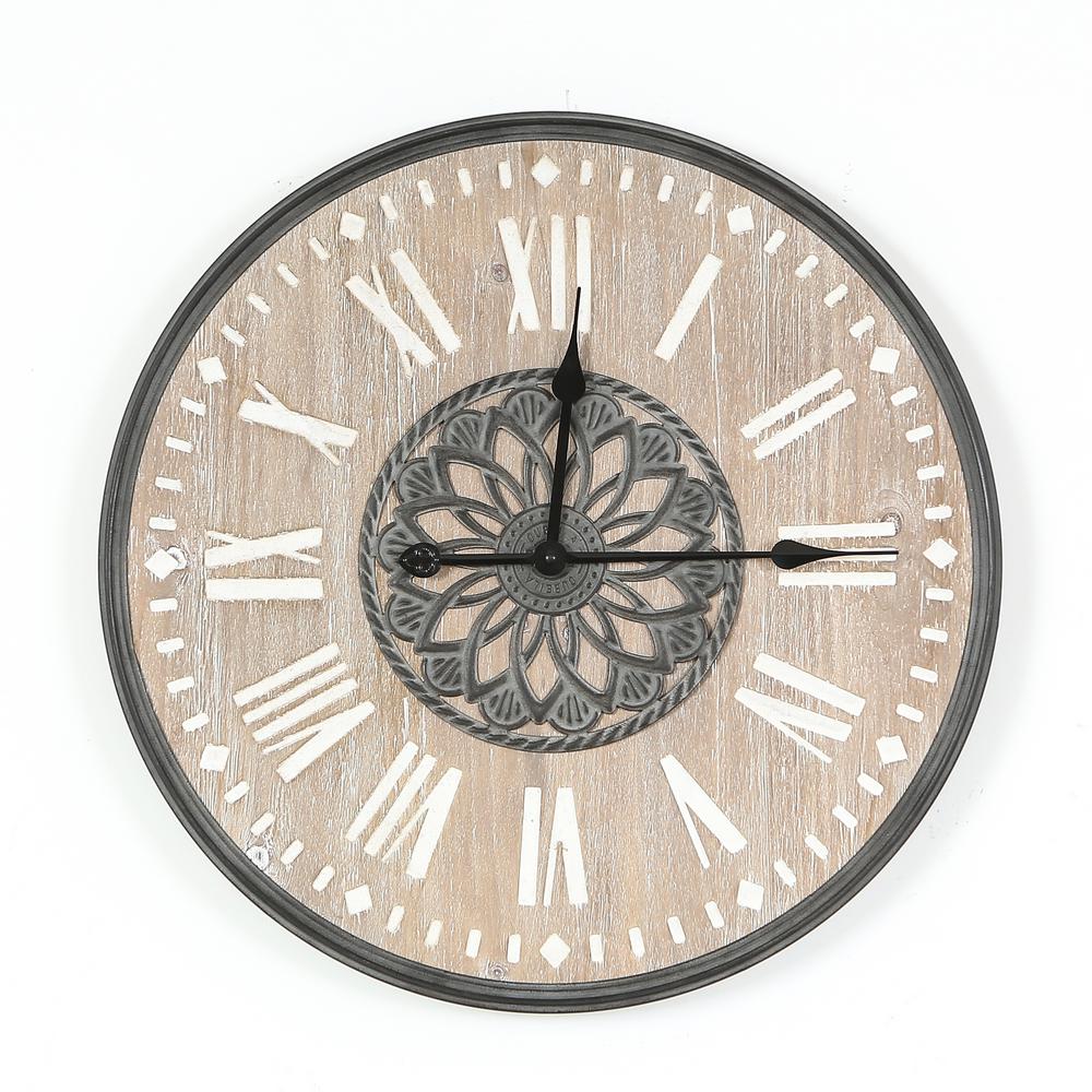Winsome House 23.6 in. Dia MDF and Iron Wall ClockWHA513 The Home Depot