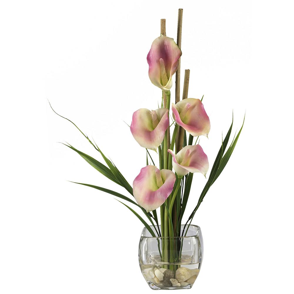 Nearly Natural 18 In Calla Lilly Liquid Illusion Silk Flower Calla Lilly Liquid Illusion Silk Flower Arrangement In Pink