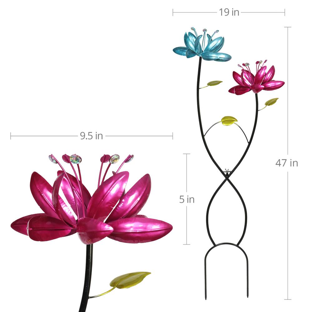 13.5 Dia x 48.5 H Lawn Great for Any Yard Garden 4 Ft Tall Collections Etc Vibrantly Colorful Rainbow Petals Double Sided Spinning Metal Garden Stake