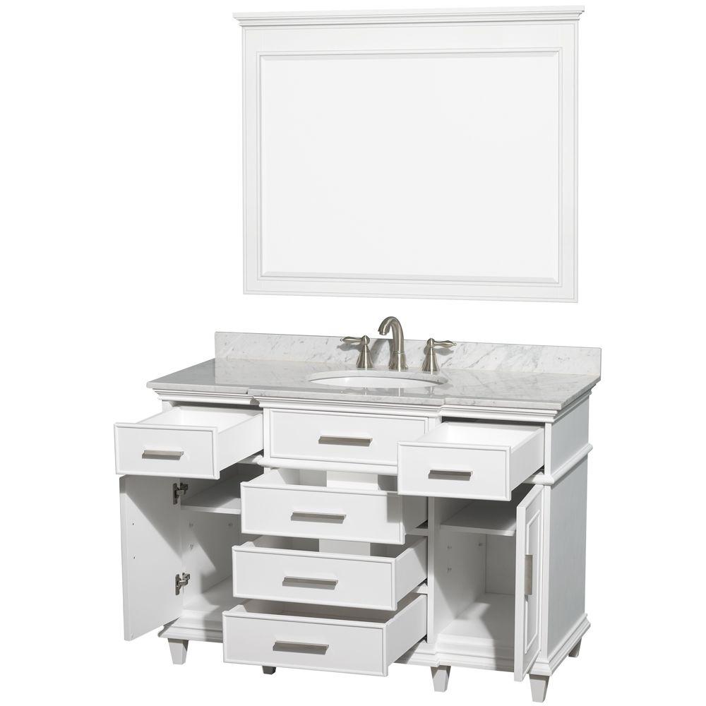 Wyndham Collection Berkeley 48 In Vanity In White With Marble