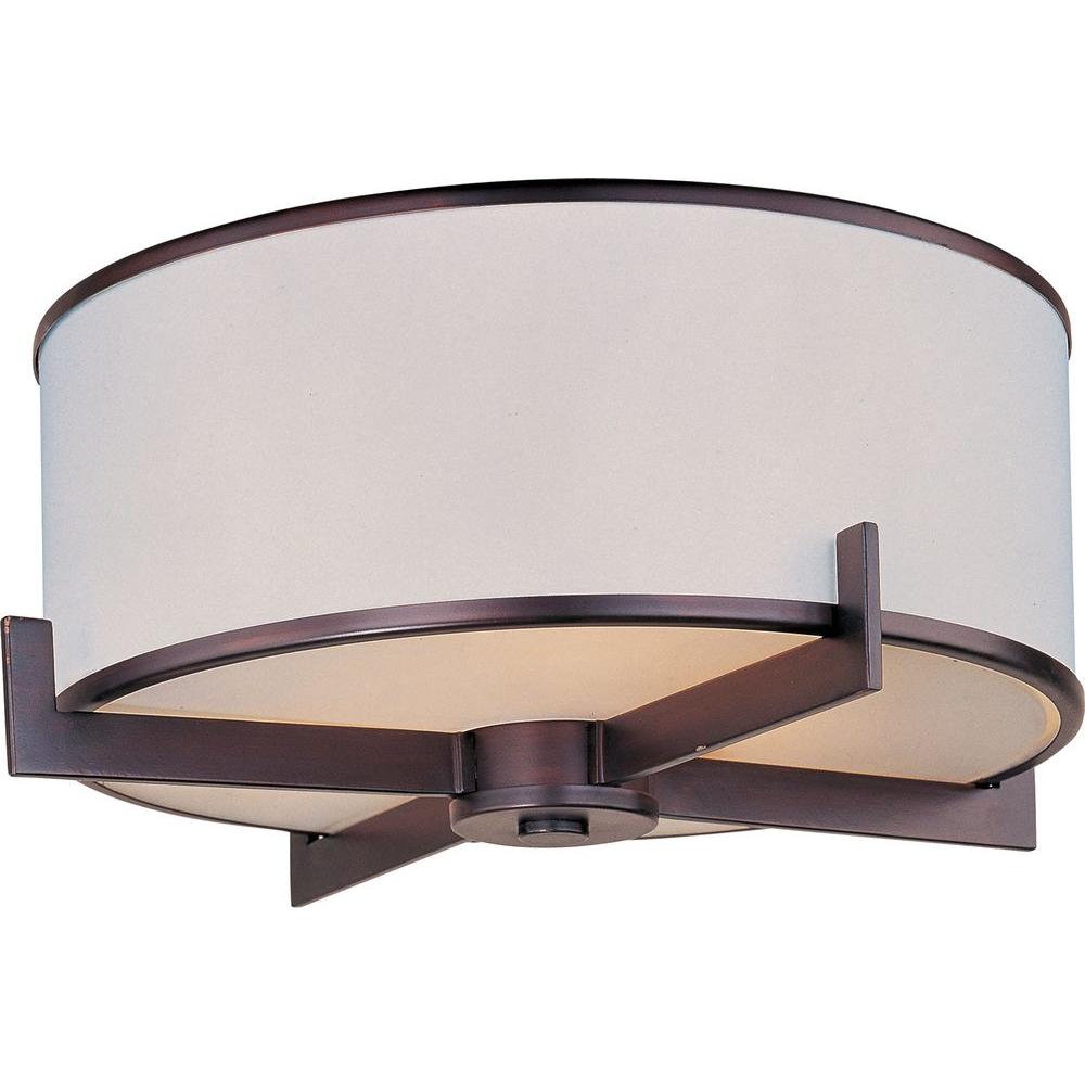Details About 3 Light Flush Mount Flushmount Ceiling Lighting White Fabric Shade Home Decor