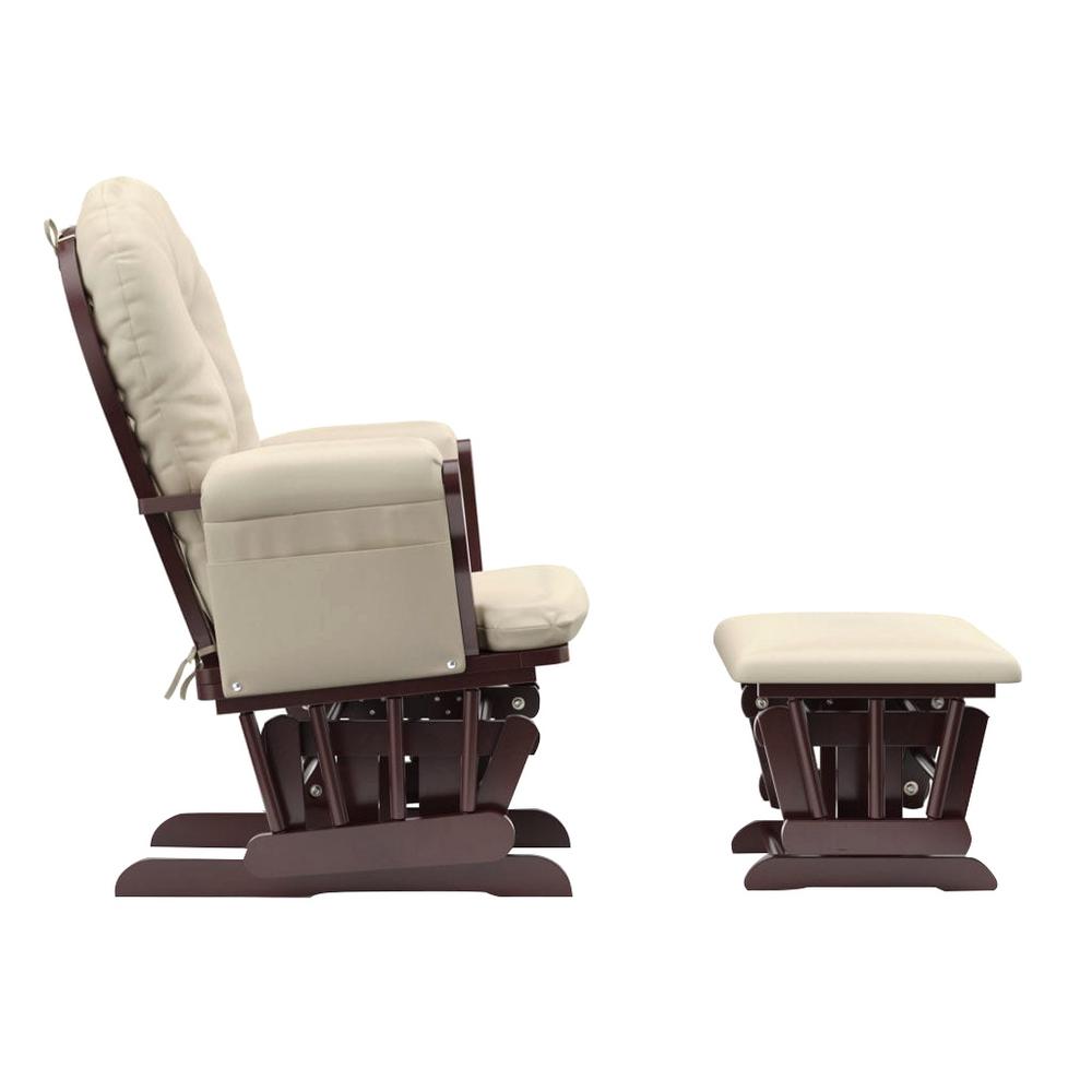 storkcraft bowback glider and ottoman cherry finish and beige cushions