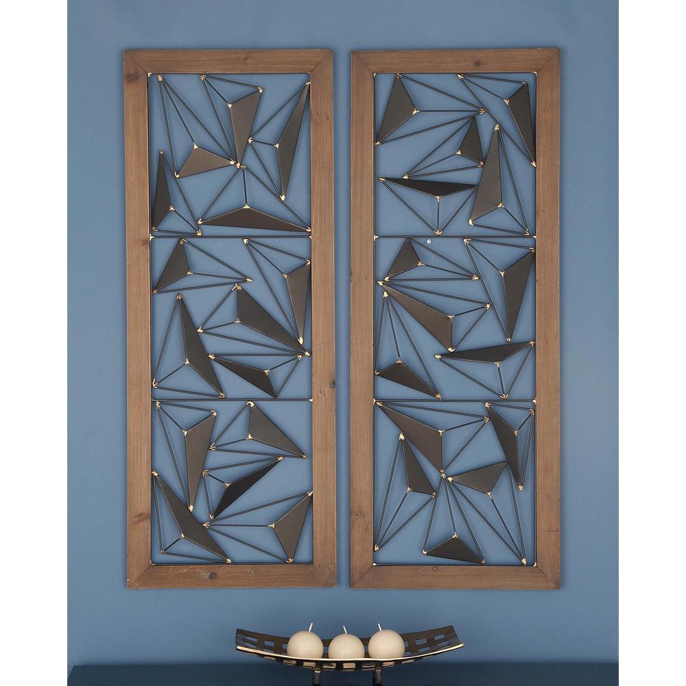 39 In X 15 Abstract Triangles Wood And Iron Wall Art