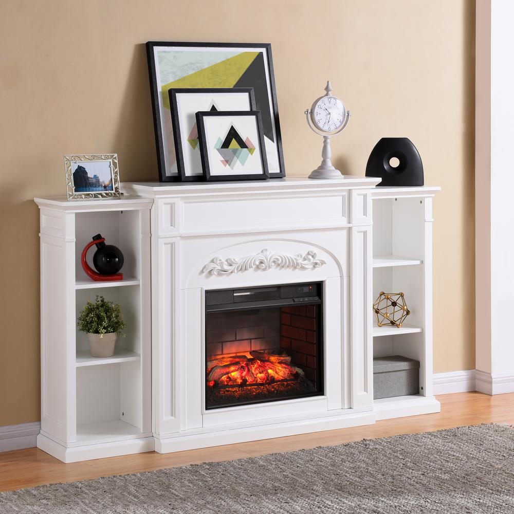 White Electric Fireplace With Shelves, White Electric Fireplace With Bookshelves