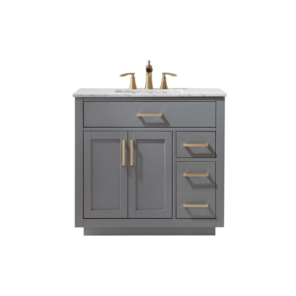 Altair Ivy 36 in. Bath Vanity in Gray with Carrara Marble Vanity Top in