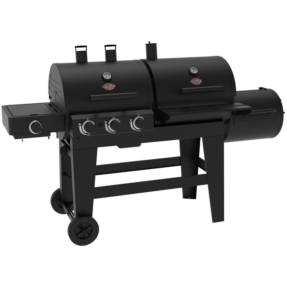 CharGriller Double Play 1,260 sq., in. 3Burner Gas and Charcoal Grill in Black5650 The Home