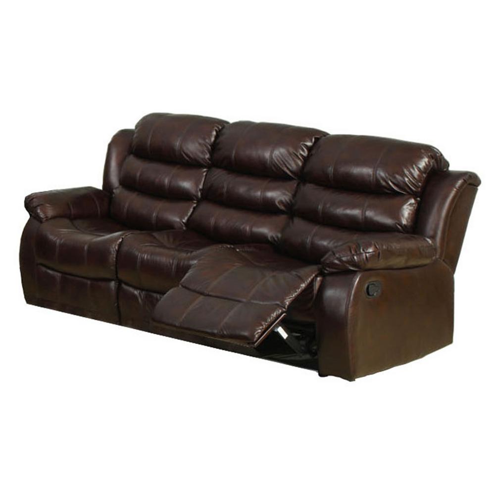 Furniture Of America Berkshire Dark Brown Faux Leather Sofa