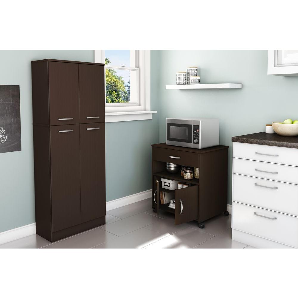 South Shore Axess Chocolate Microwave Cart With Storage 10014