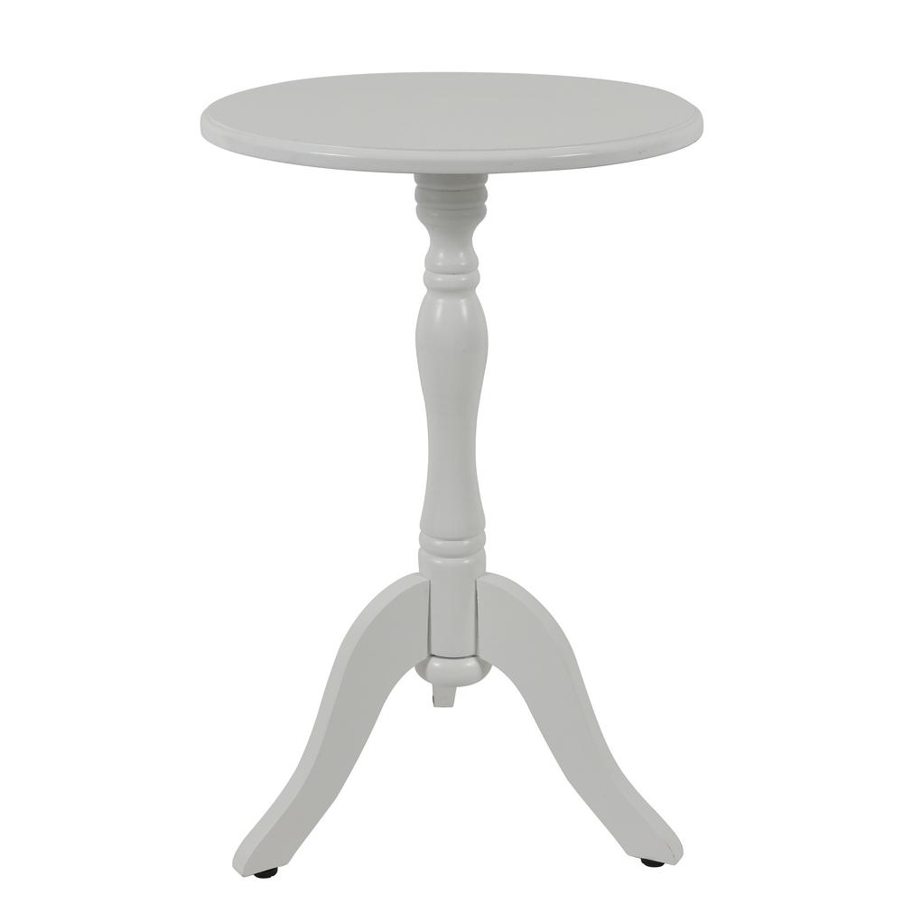 Decor Therapy Simplify Satin White Pedestal Accent Side Table-FR8757