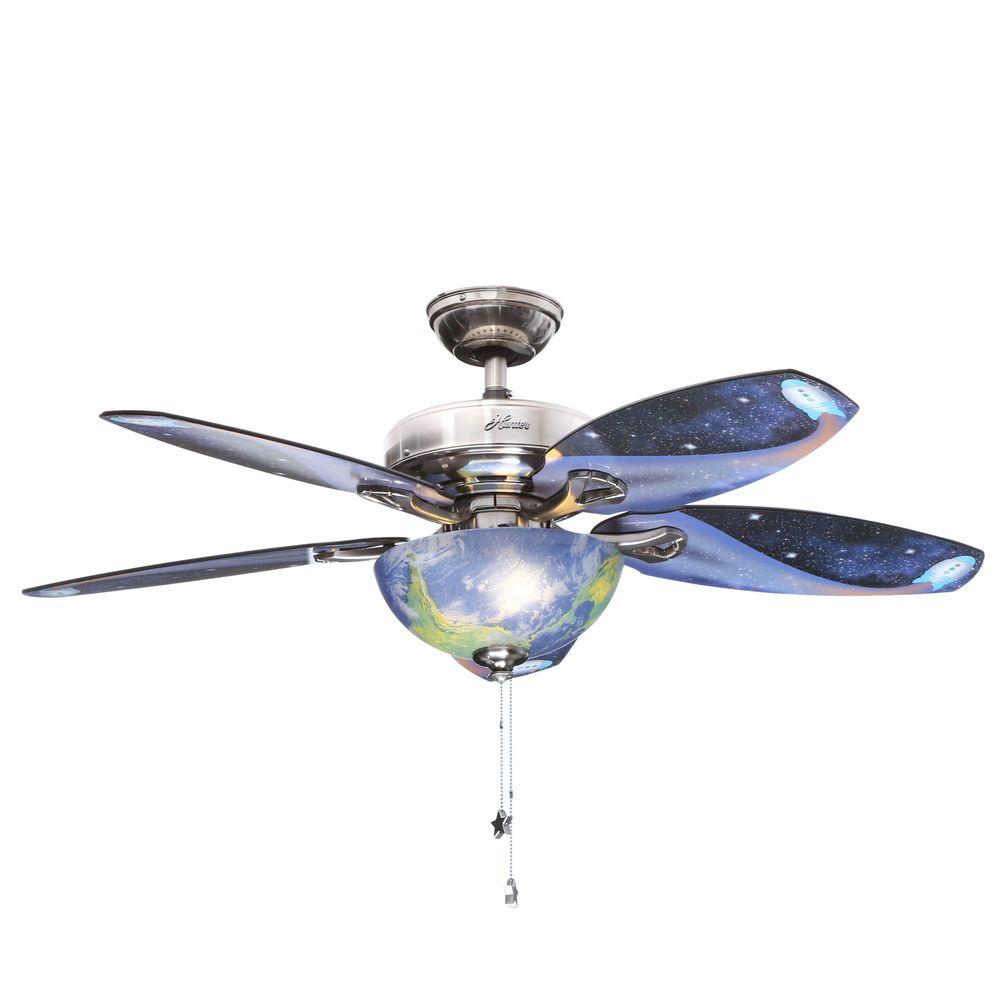 Hunter Discovery 48 in. Indoor Brushed Nickel Ceiling Fan with Light