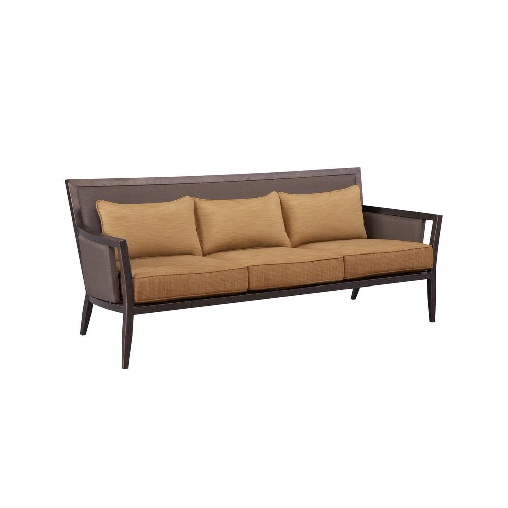 Outdoor Sofas Lounge Furniture The Home Depot Greystone Patio Sofa With Toffee Cushions Custom