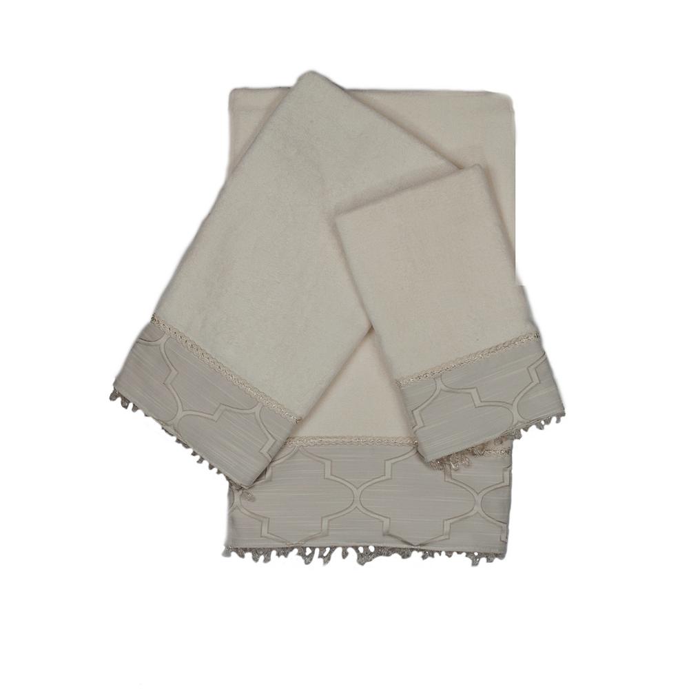 Stanton Beads Ecru Decorative Embellished Towel Set (3Piece)AHE00020