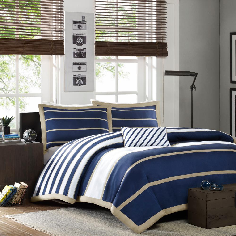 3 Piece Twin Xl Size Navy Printed Duvet Covers Set Bedding Sham Details About 3 Piece Twin Xl Size Navy Printed Duvet Covers Set Bedding Sham Pillow Bedroom