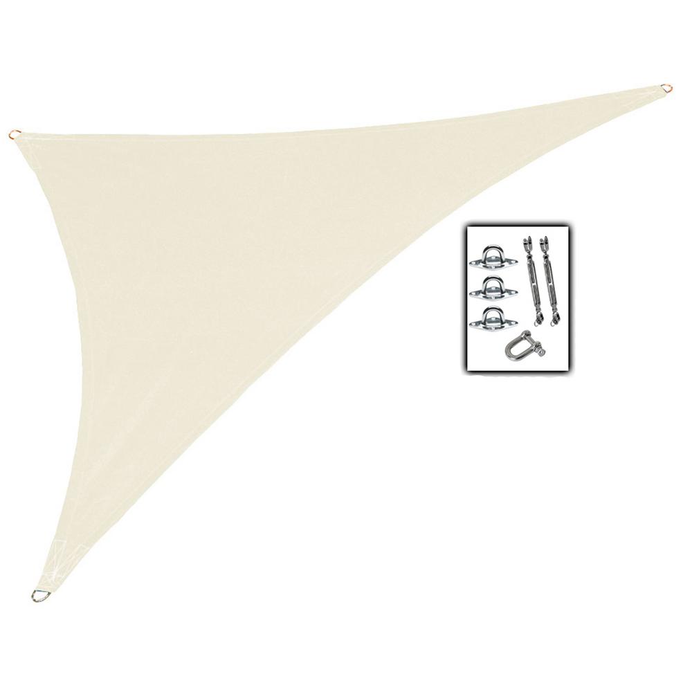 Coolaroo 15 ft. x 12 ft. x 9 ft. Ivory Right Triangle Ultra Shade Sail with Kit474546 The