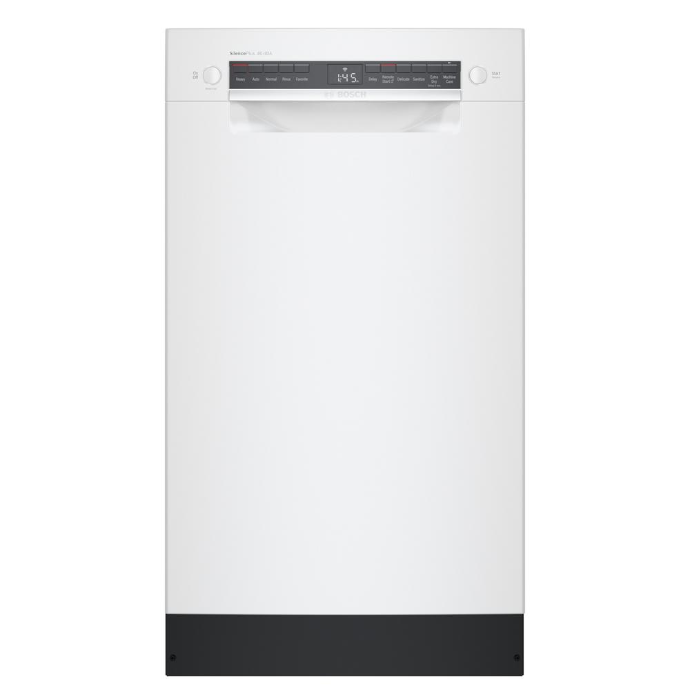 Bosch 300 Series 18 in. ADA Compact Front Control Dishwasher in White with Stainless Steel Tub