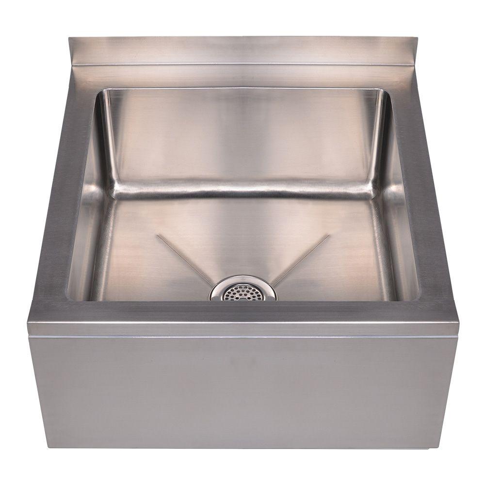 Whitehaus Collection Noah's Collection 20 in. x 24 in. x 10 in Wall Mount Stainless Steel Utility Sink