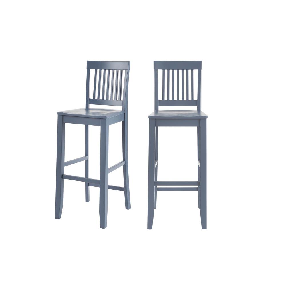 StyleWell Scottsbury Steel Blue Wood Bar Stool with Slat Back (Set of 2) (19.14 in. W x 44.52 in. H) was $179.0 now $107.4 (40.0% off)