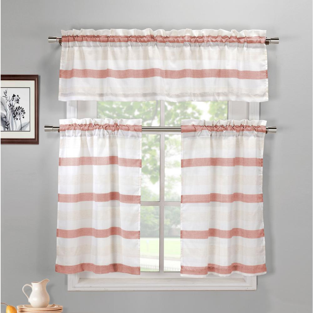 Duck River Akua Coffee Linen Kitchen Curtain Set 58 In W X 15 In L 3 Piece Akua 12729d12 The Home Depot