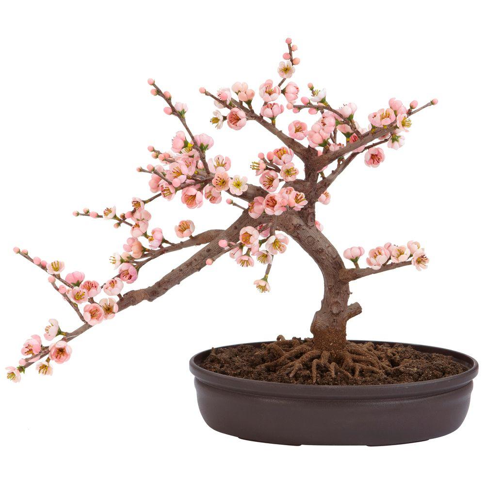 Nearly Natural-15 in. H Pink Cherry Blossom Bonsai Silk Tree
