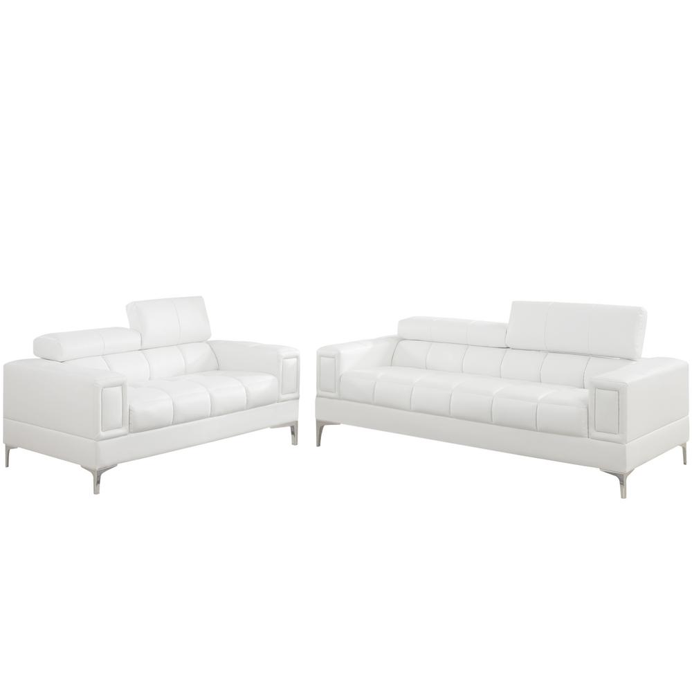 Venetian Worldwide Asti 2 Piece White Leatherette Sofa Set Vene Venetian Worldwide Asti 2 Piece White Leatherette Sofa Set