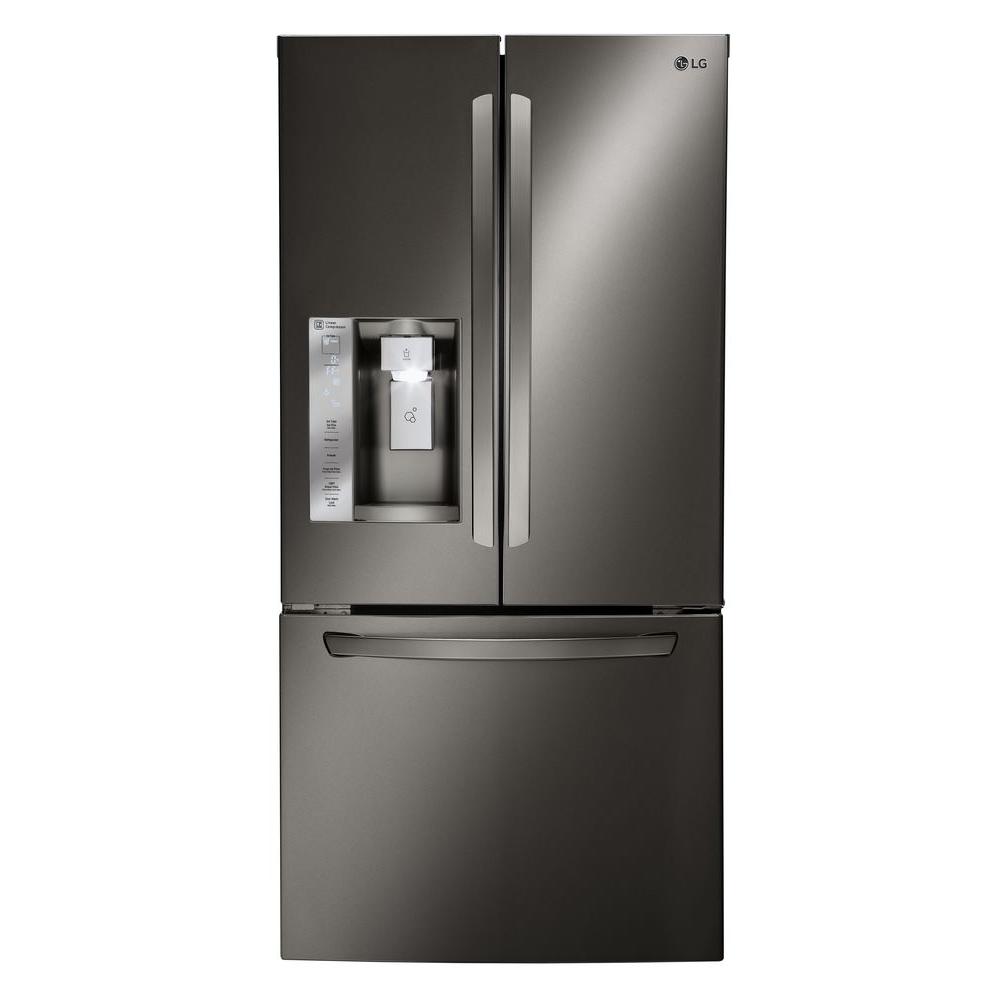 LG Electronics 33 in. W 24.2 cu. ft. French Door Refrigerator in Black ...