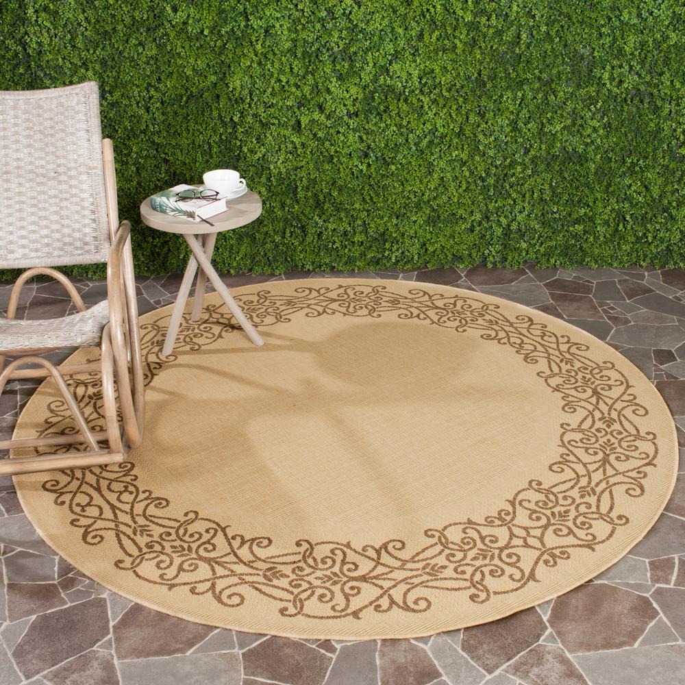 Safavieh Courtyard Natural/Brown 6 ft. 7 in. x 6 ft. 7 in. Indoor/Outdoor Round Area RugCY1588