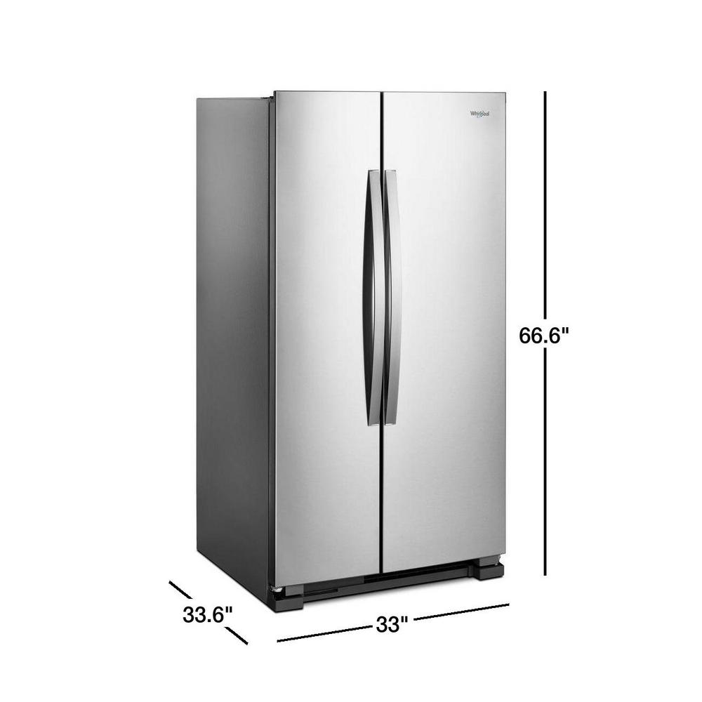 Whirlpool 22 Cu Ft Side By Refrigerator In Monochromatic Stainless Steel Whirlpool 22 Cu Ft Side By Refrigerator In Monochromatic Stainless Steel