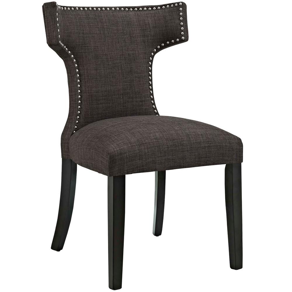 Becca Brown Linen and Leather Dining Chair0845200790 The Home Depot