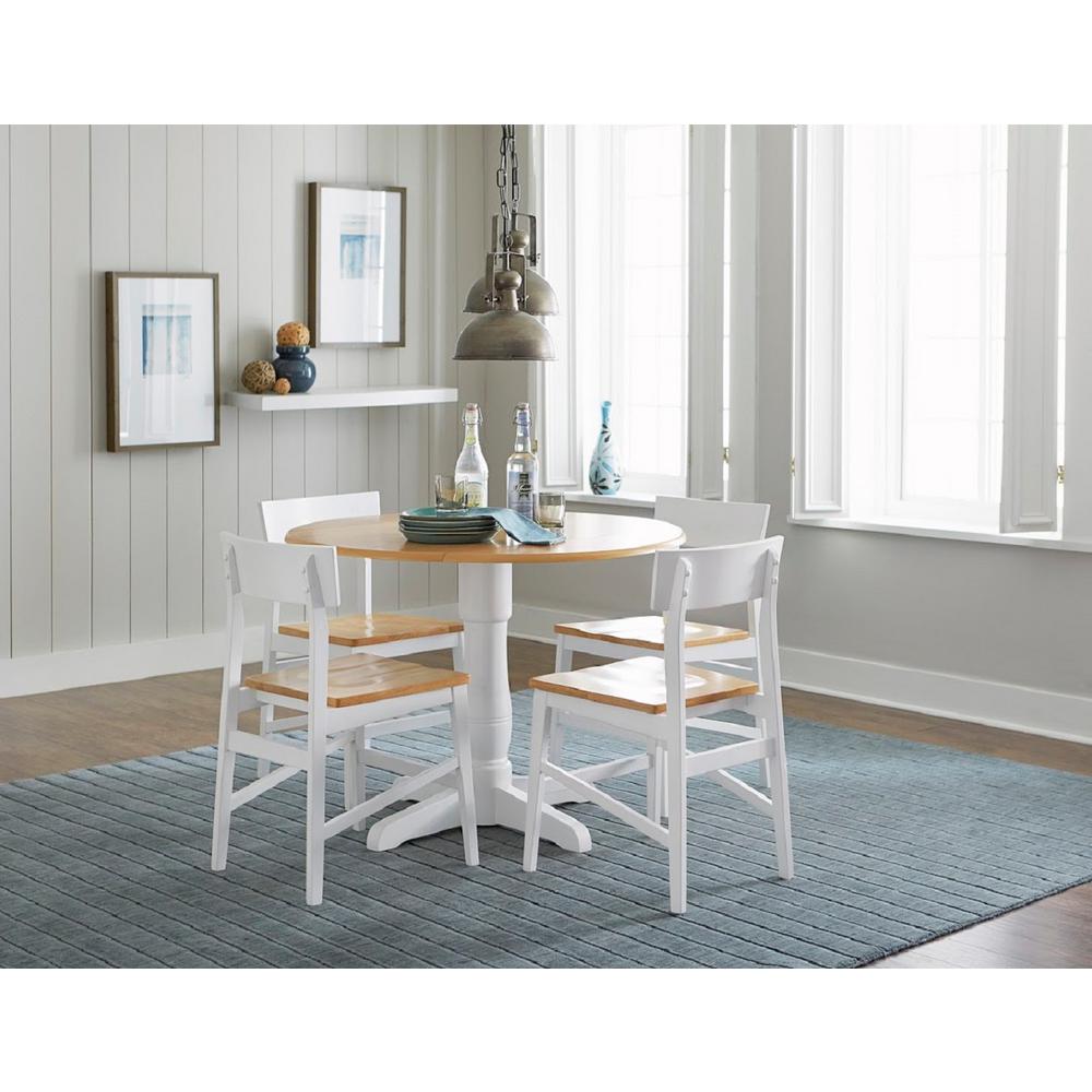 Christy Light Oak White Complete Round Dining Table
