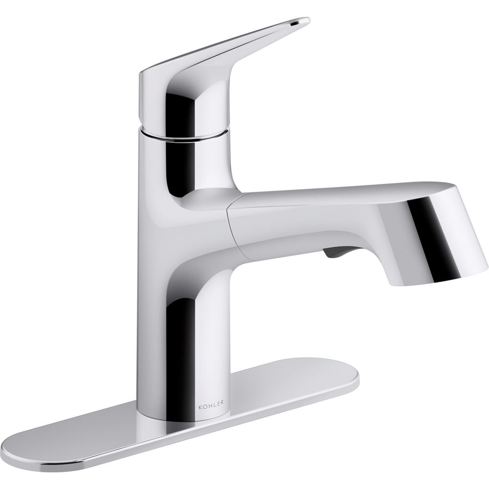 Kohler Vin Single Handle Pull Out Sprayer Kitchen Faucet In Polished Chrome K R29679 Cp The Home Depot