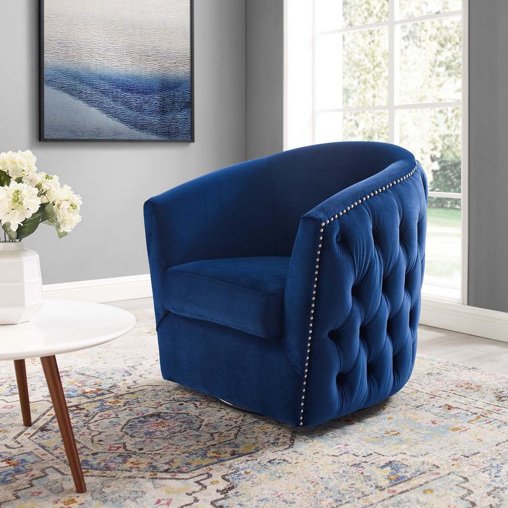 dark blue swivel chair