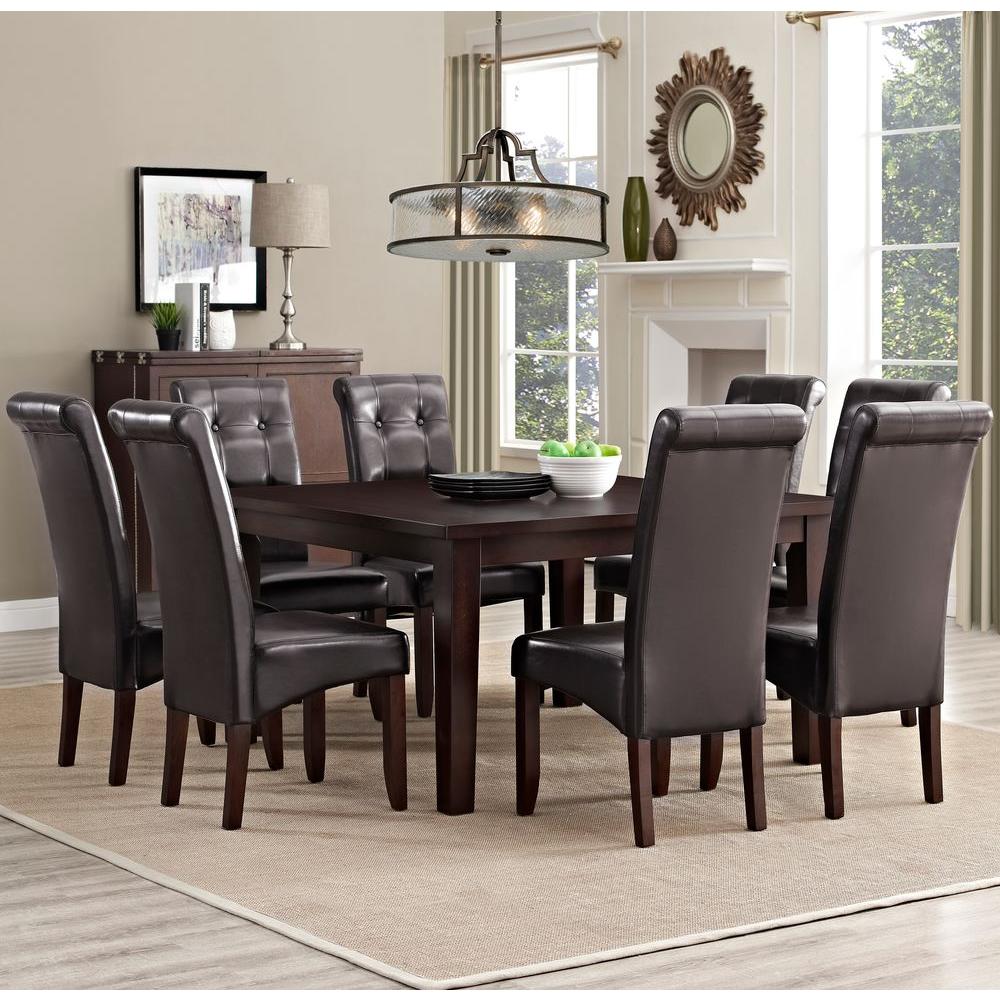 Simpli Home Cosmopolitan 9 Piece Tanners Brown Dining Set AXCDS9