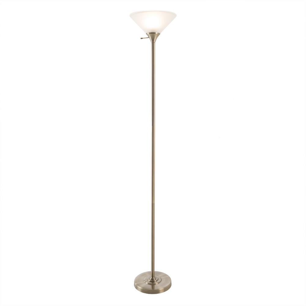 Adesso Glenn 71 In Steel Torchiere Floor Lamp 7506 22 The Home Depot Light Bronze Metal Torchiere Floor Lamp With Frosted Gl Shade