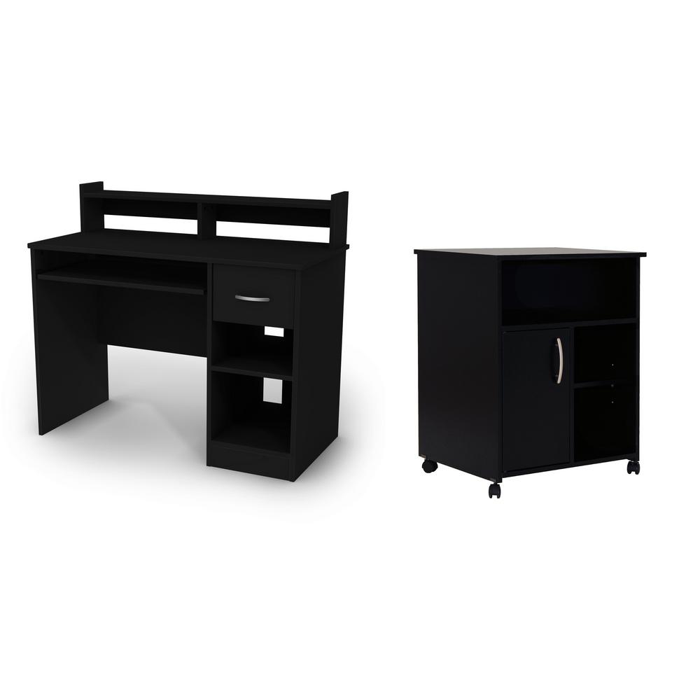 South S As Pure Black Computer Desk 11266 The Home Depot South S As Pure Black Computer Desk