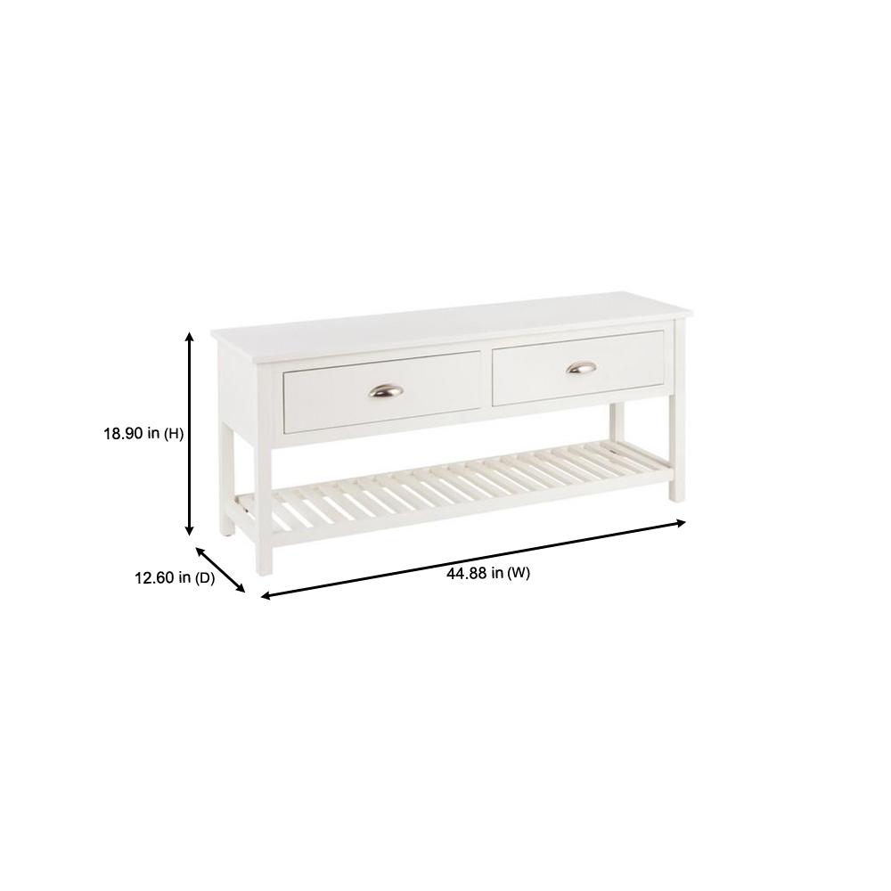 Stylewell Stylewell White Wood Entryway Bench With 2 Drawers 44 88 In W X 18 9 In H Bn1904093 Wht The Home Depot