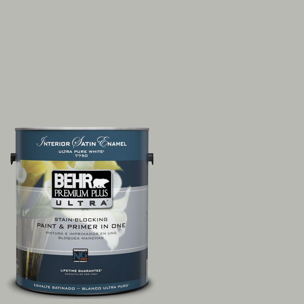 BEHR Premium Plus Ultra 1 gal. UL26018 Classic Silver Satin Enamel