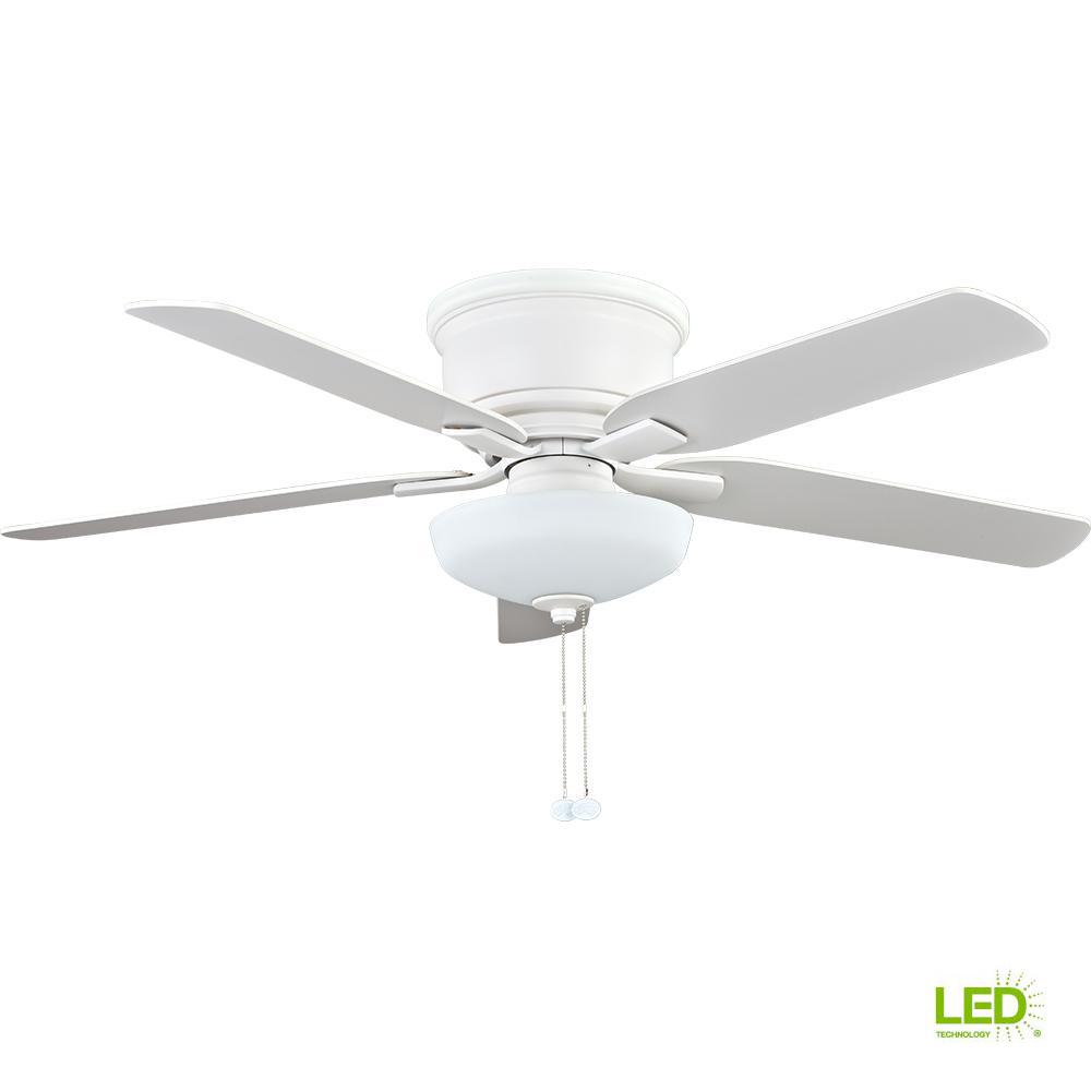 Hampton Bay 52 in. Holly Springs Low Profile LED Matte White Ceiling Fan