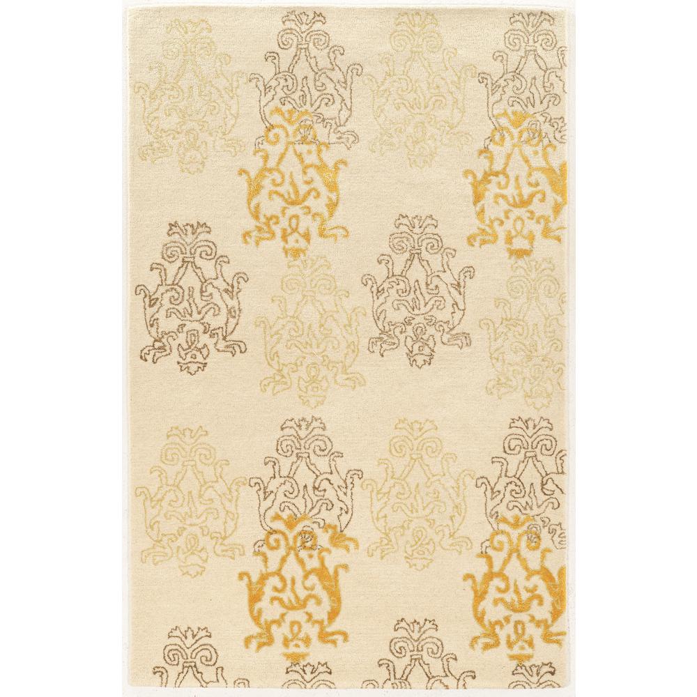 Linon Home Decor Allure Wool Damask Cream/Gold 5x8 Area RugTHD01142 The Home Depot