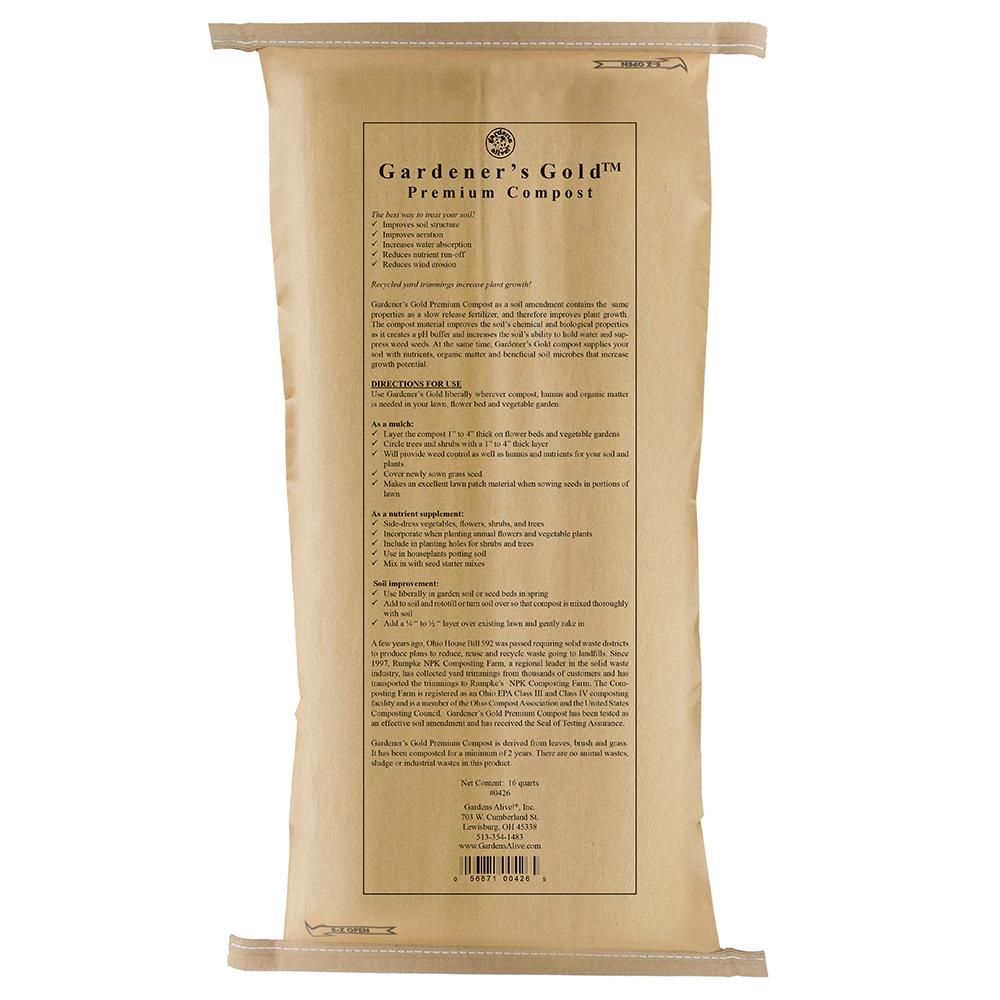 Gardens Alive 16 Qt Gardeners Gold Premium Compost Bag - 