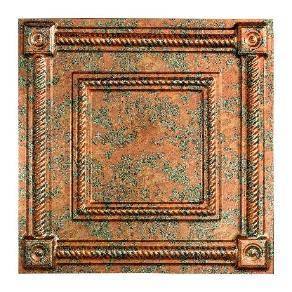 Fasade Coffer 2 ft. x 2 ft. Layin Ceiling Tile in Copper FantasyL61