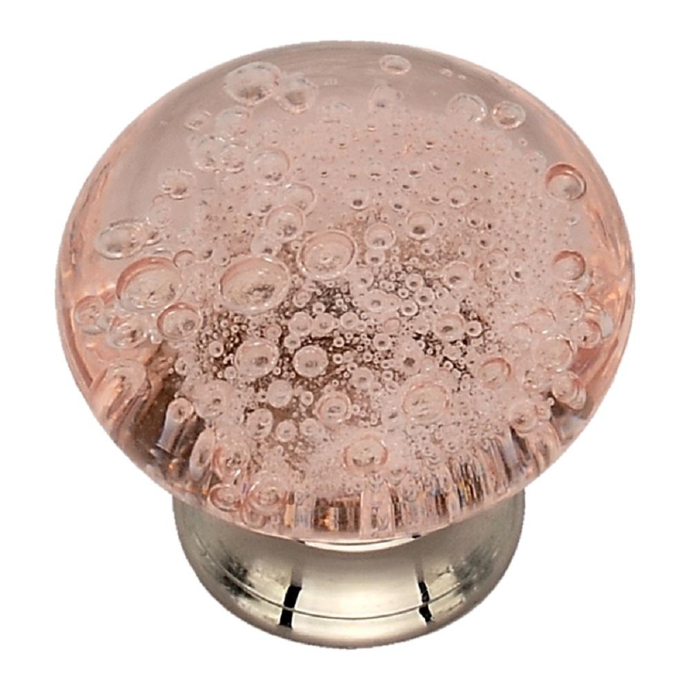 Mascot Hardware 1 3 7 In Baby Pink Bubbled Glass Cabinet Knob