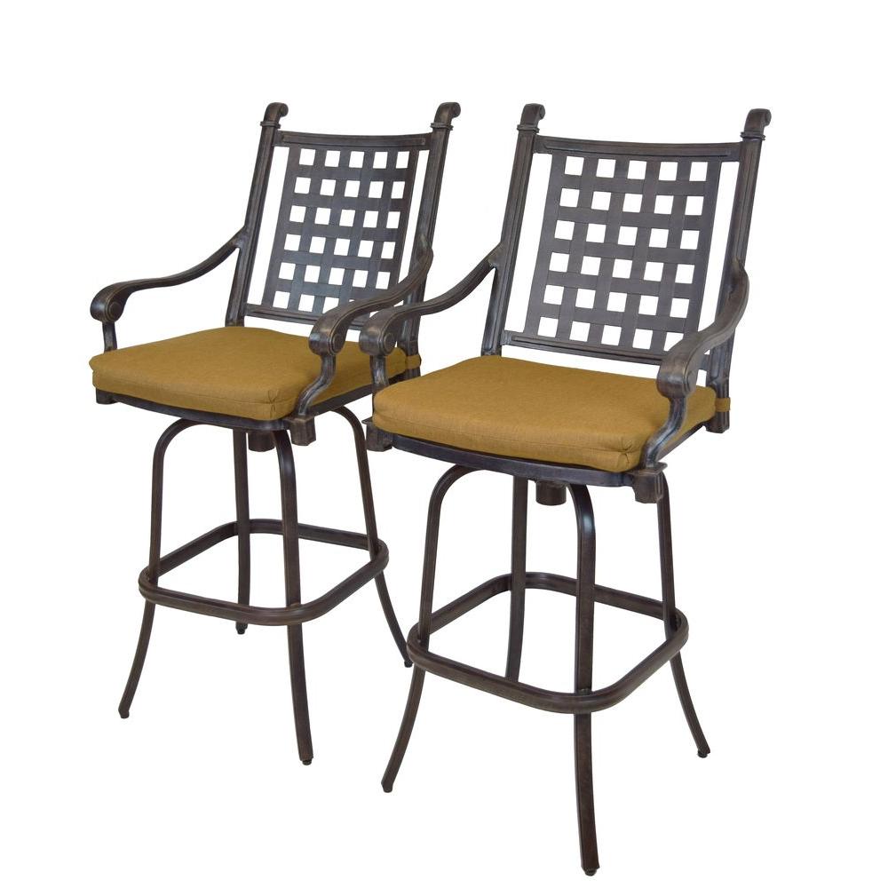 Oakland Living Cast Aluminum Motion Patio Bar Stool With Sunbrella