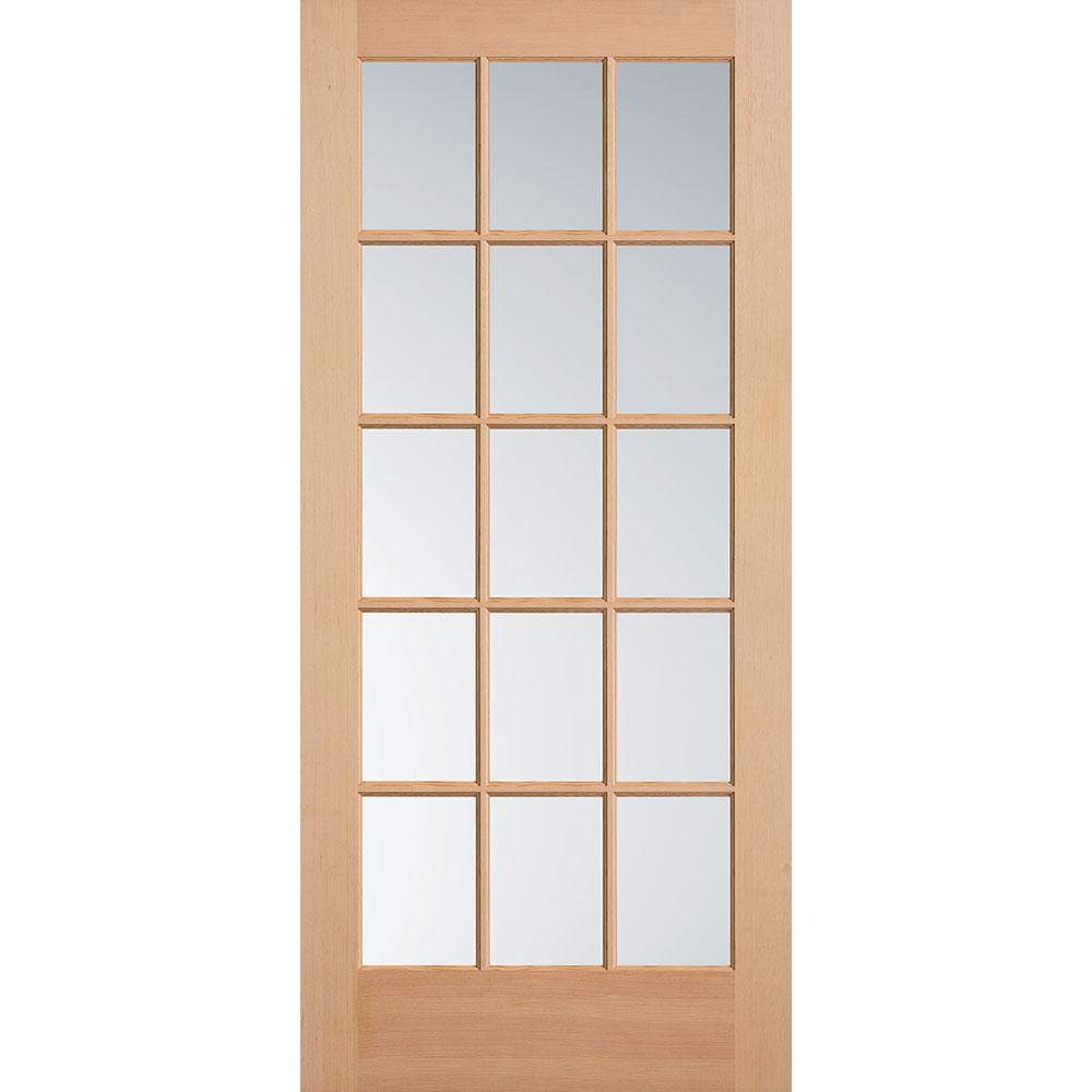 Masonite 36 in. x 80 in. 15 Lite Unfinished Fir Front Exterior Door