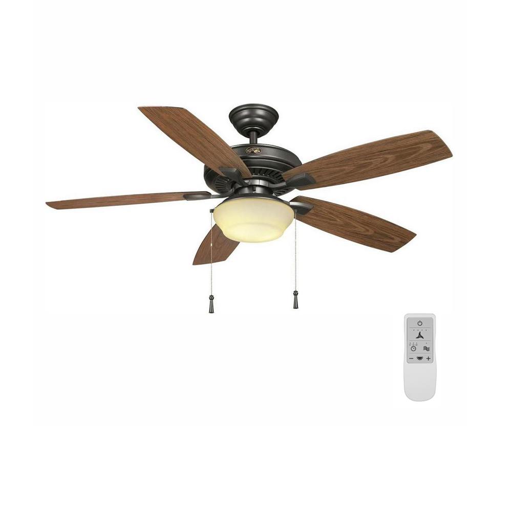 Hampton Bay Gazebo 52 In Led Natural Iron Ceiling Fan With Light And Wifi Remote Control Works With Google And Alexa