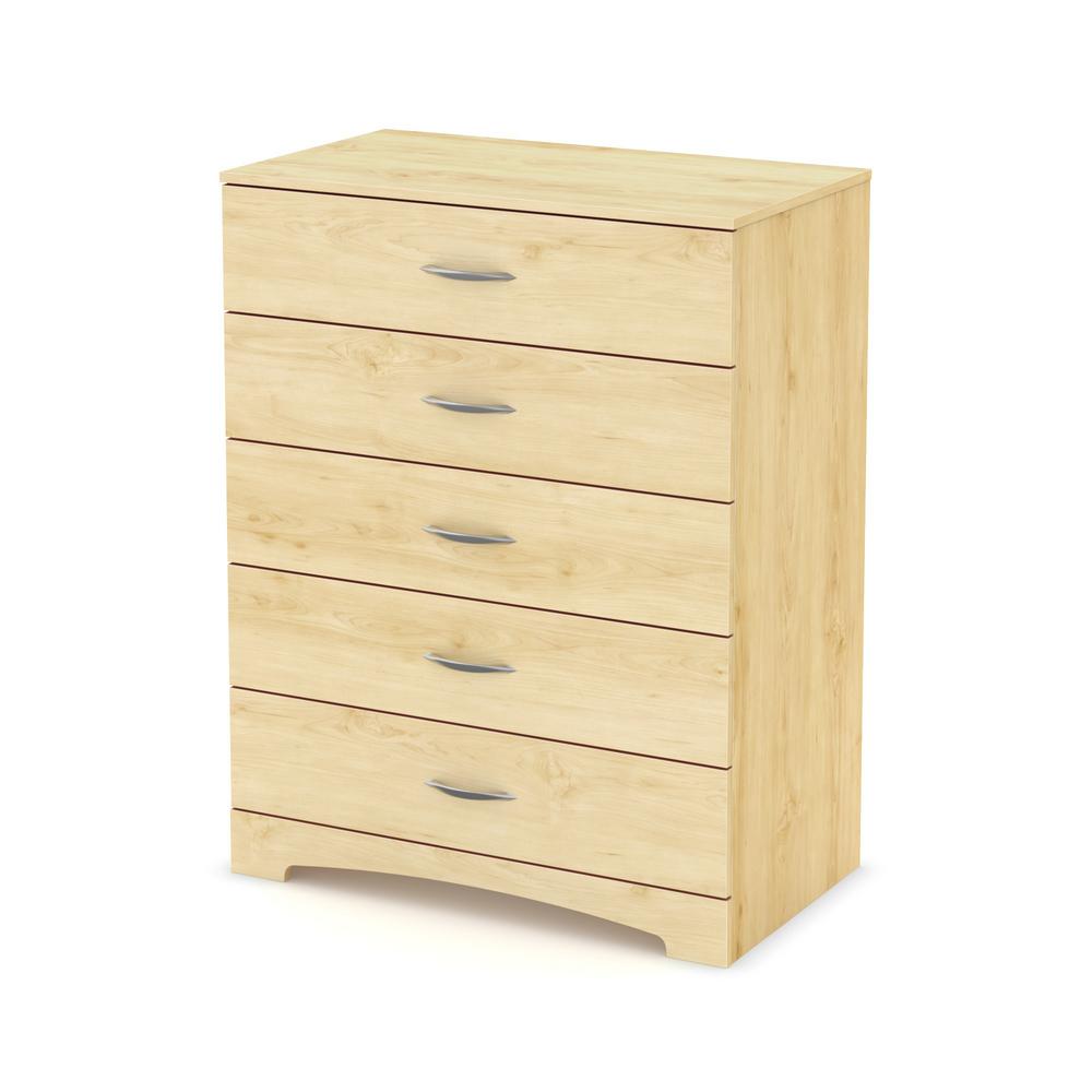 South Shore Step One 5 Drawer Natural Maple Chest Of Drawers