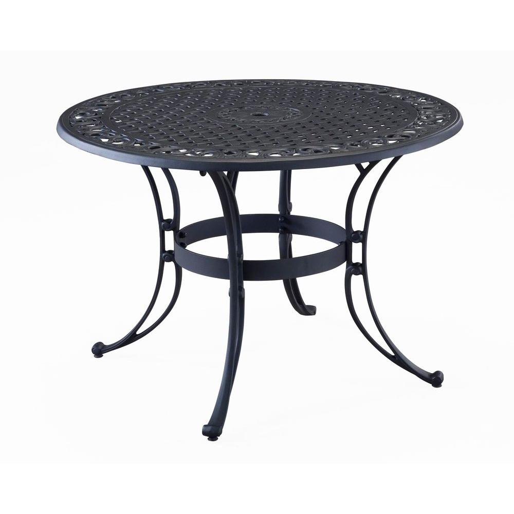 Home Styles Biscayne 48 in. Black Round Patio Dining Table-5554-32