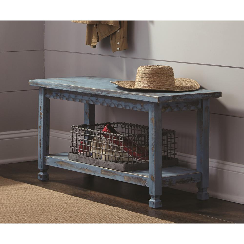Blue Without Back Cottage Entryway Benches Trunks