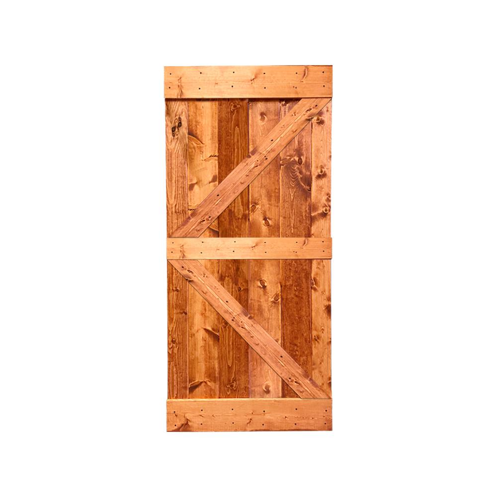 Calhome 42 In X 84 In Distressed K Series Red Walnut Solid Knotty Pine Wood Interior Sliding Barn Door Slab Door Diy K42r The Home Depot