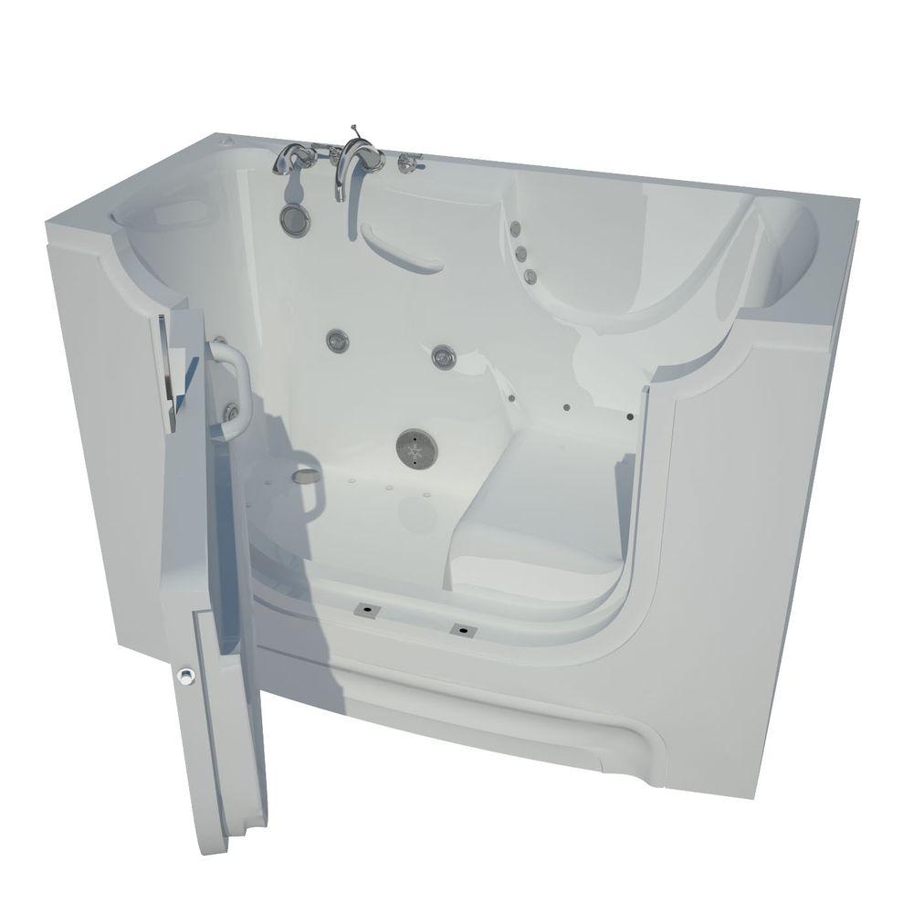 Universal Tubs Hd Series 60 In Left Drain Wheelchair Access Walk In Whirlpool Bath Tub With Powered Fast Drain In White Hd3060wcalwh The Home Depot