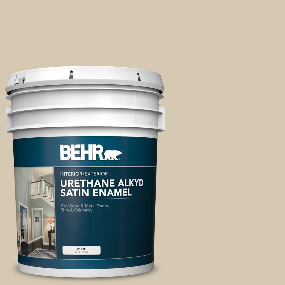BEHR 5 gal. 770C3 Sand Fossil Urethane Alkyd Satin Enamel Interior